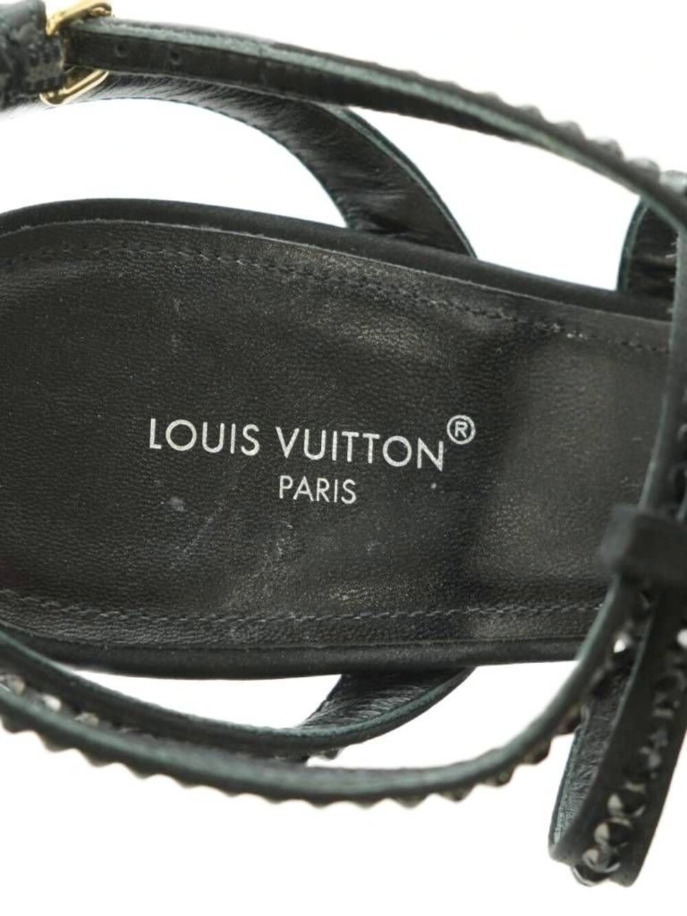 Louis Vuitton Sandals Rhinestone Decoration Pin Heels 36 Black - Picture 7 of 8